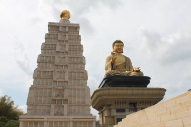 Kaoshiung, Taiwan- March 23, 2024: Fo Guang Shan Buddha Museum formerly known as Buddha Memorial Center. Cultural, religious, and educational museum. Big Buddha utilizing almost 1,800 ton metal. Statue measures 40 meters high, seat 10 meters. Pagode clipart