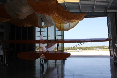 Marathon, FL, US - February 14, 2020: American Legend Classic Cub J3, a modern variant of the vintage Piper cub, found in EAA Air museum Chapter 1241 at Florida Keys Marathon Airport. clipart