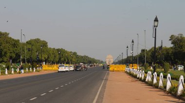 Yeni Delhi, Hindistan - 7 Mart 2019: Etkileyici Kartavya yolu boyunca eski adıyla All India War Memorial.