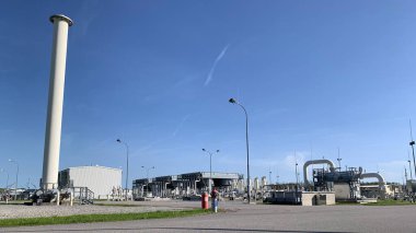 Baumgarten a der March, Gaenserndorf, Aşağı Avusturya - 22 Nisan 2025: Önemli bir gaz resepsiyon tesisi ve Avrupa 'nın bir kısmına doğal gaz sağlayan gaz dağıtım merkezi.
