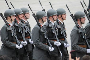 Wiener Neustadt, Lower Austria - September 27, 2025: Ceremonial marching in of Austrian Armed Forces officer cadets during 