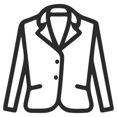 Ceket ikonu. Beyaz arka planda bir ceket. Giysi elementi, tarz