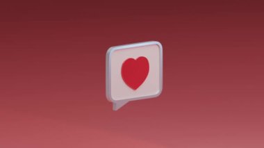 Pembe arka planda kalbi olan 3D dönüşümlü mesaj aşk mesajı ikonu. Sosyal medya mesaj konsepti. Sevgililer Günü için aşk mesajı konsepti