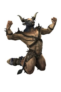 Legendary Greek Minotaur Kneeling