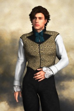 Painterly illustration of a handsome young Regency style man clipart