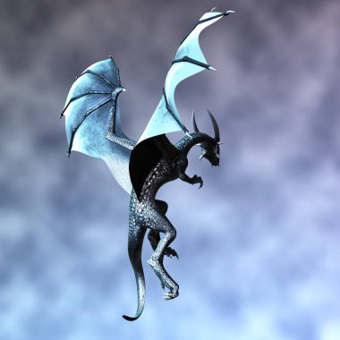 Bir ejderhanın havada asılı duran 3D görüntüsü. Dizilerden biri.