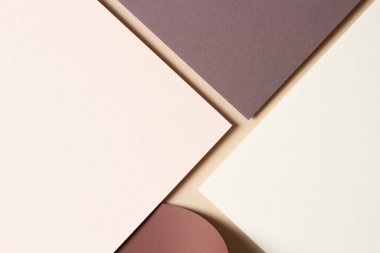 Bej ve kahverengi tonlu soyut renk kağıtları geometri kompozisyonu