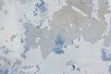 Beyaz grunge eski beton duvar dokusu arka planı. Soyulmuş soyulmuş alçı duvar boya arkaplanından düşmüş..