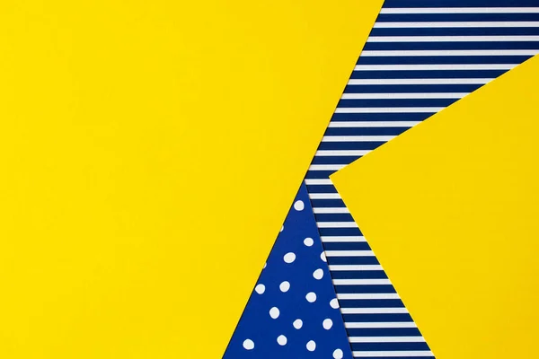 Textura Fondo Papeles Moda Estilo Geometría Memphis Amarillo Azul Blanco — Foto de Stock