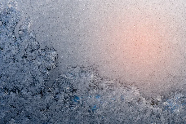 Frozen Surface Icy Pattern Window Glass Cold Winter Day — Stock Photo, Image