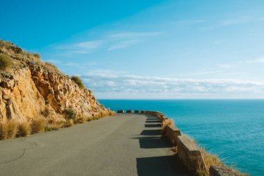 Benidorm Hiking Route Punta del Cavall. Natural Park near Benidorm city, Mediterranean sea. Benidorm popular resort in Spain, Alicante province, Valencia.