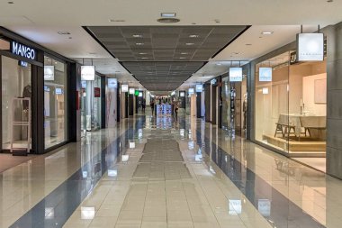 Finestrat, Spain - February 21, 2023: La Marina Shopping Centre, Finestrat, Spain. La Marina is the main shopping and leisure complex in the Marina Baixa region.