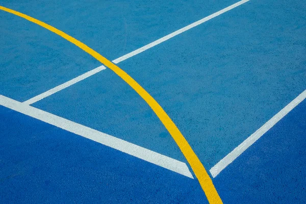 Sport Field Court Background Blue Rubberized Granulated Ground Surface White — Stock Photo, Image