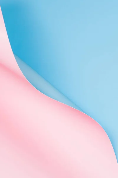 Onda Abstrata Papel Rosa Pastel Azul Claro Papel Curvo Geométrico — Fotografia de Stock