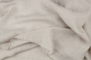 Doğal keten ürünün kenarı. Evde tekstil, yatak ya da giysi. Sürdürülebilir malzeme ürünleri.