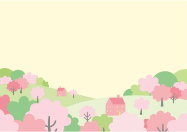 Kiraz çiçekleriyle dolu bir bahar şehri tasviri