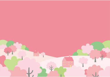 Kiraz çiçekleriyle dolu bir bahar şehri tasviri