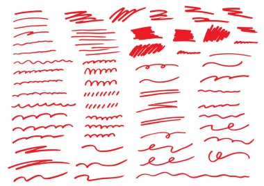 El çizimi kumaş seti, kırmızı