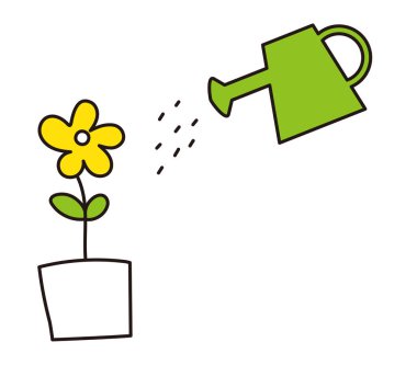 Çiçekleri sulama kabıyla sulama sanatı