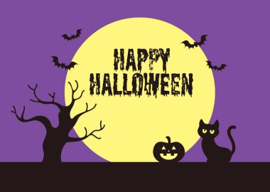 Cadılar Bayramı balkabağı ve siyah kedi şirin bir çerçeve.