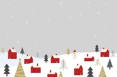 Basit bir Noel karlı şehir manzarası çizimi