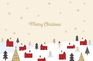 Basit bir Noel karlı şehir manzarası çizimi