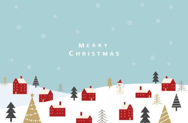 Basit bir Noel karlı şehir manzarası çizimi