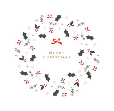 Basit ve şık bir Noel çelengi çizimi