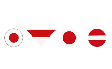 Endonezya bayrak kurdelelerinin çeşitli kolleksiyonları eğri ve çizgili çizgiler şeklinde, minimalist, basit,