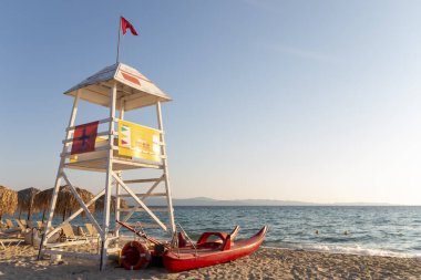 Lifeguard tower on the beach. Secure beach concept