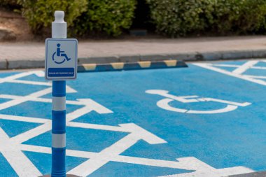 Mavi boyalı engelli park yeri..