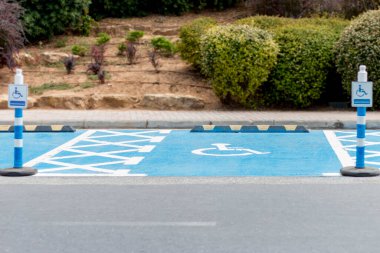 Engelli park levhası ve caddedeki nokta.