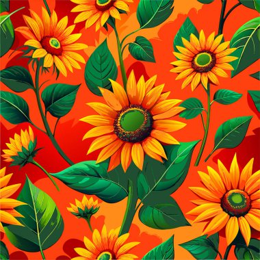 Ayçiçeği desen. Vektör çizim.