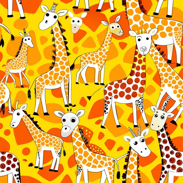 Zürafa desenli tasarım, kumaş baskı kağıdı için vektör illüstrasyonuName.