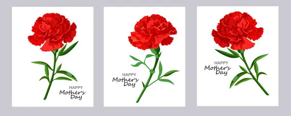 Anneler günün kutlu olsun vektör tebrik kartları hazır. Karanfil çiçeği 