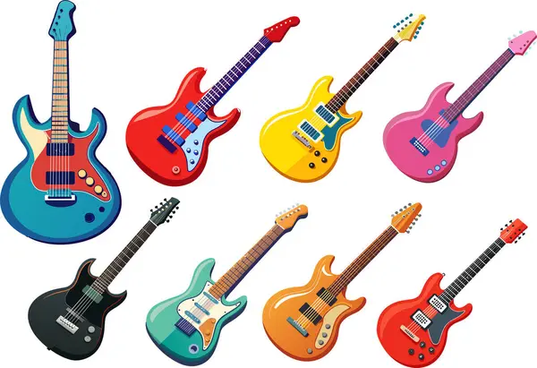 Set Illustrations Guitar Clip Art Vector — Stock Vector