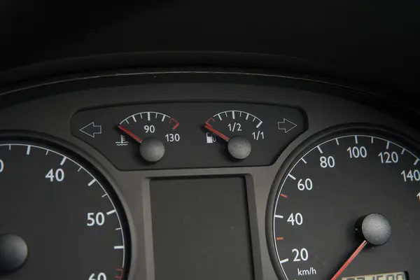 Car speedometer - auto Dashboard with low fuel gauge