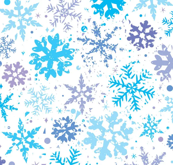 雪の結晶とベクトルグランジ冬の背景 — ストックベクタ