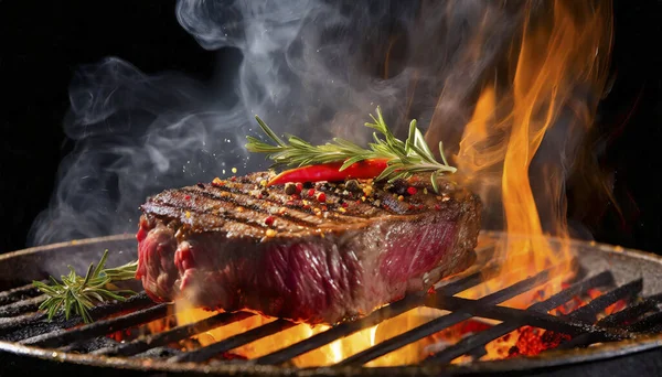 Alevli ve dumanlı nefis bir biftek.