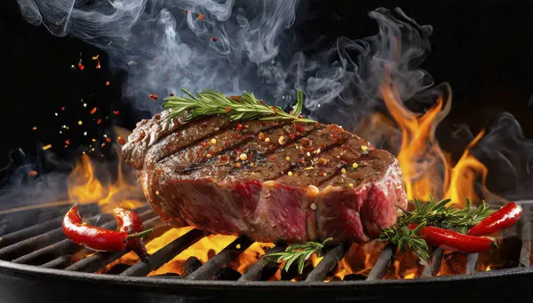 Kızarmış et ve ateş.