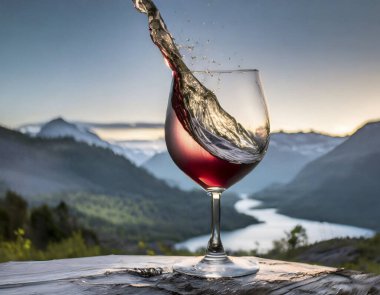 ahşap masa üstünde Şarap kadehi