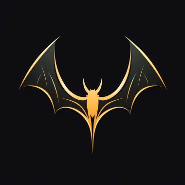 Siyah Arkaplanda Meyve Yarasası Asgari Çizgisi Sanat Logosu