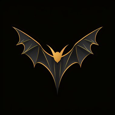 Siyah Arkaplanda Meyve Yarasası Asgari Çizgisi Sanat Logosu