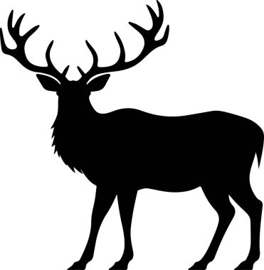 Elk Silhouette Vector Illustration White Background clipart