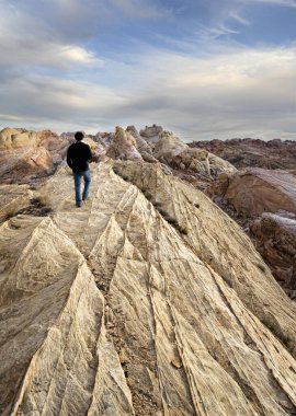 Şehir dışındaki Fire State Park Vadisi 'nde engebeli bir kumtaşı sırtı uyandı.
