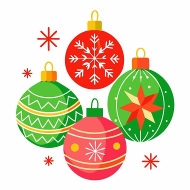 Temiz beyaz arka planda izole edilmiş Noel ağacı süslemeleri