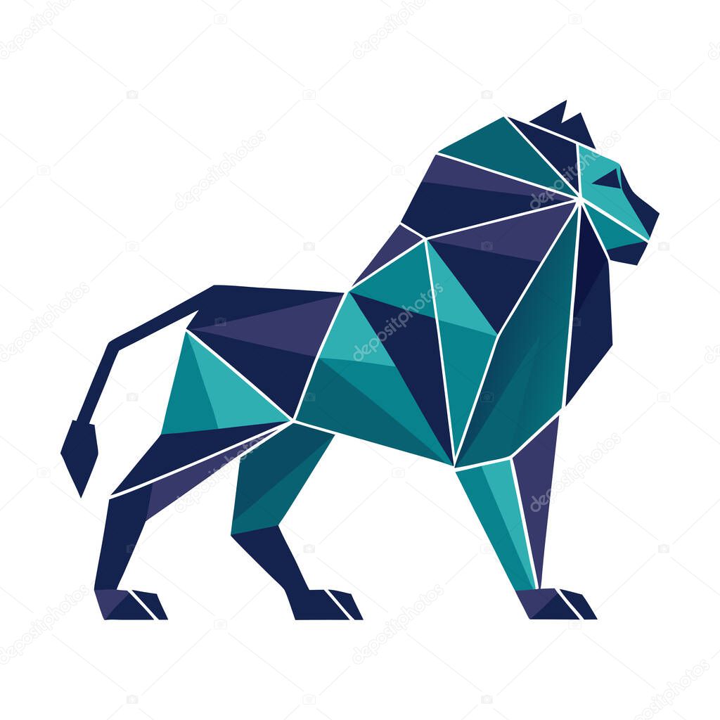 Majestic Angular Lion Geometric Power
