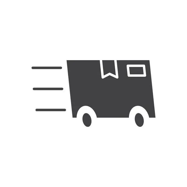 Tekerlekli kutu, hızlı nakliye, teslimat, indirme işi, logo, vektör, katı simge.