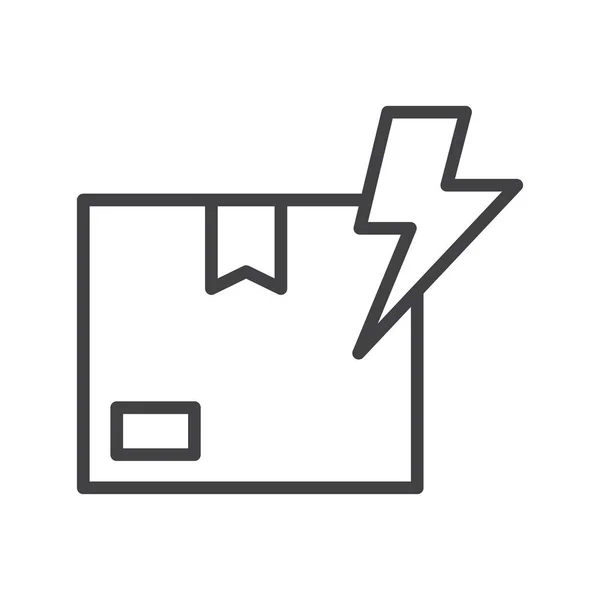 Teslimat kutusu simgesi yıldırımlı, hızlı gönderim, indirme, güç, düz çizgi resim simgesi