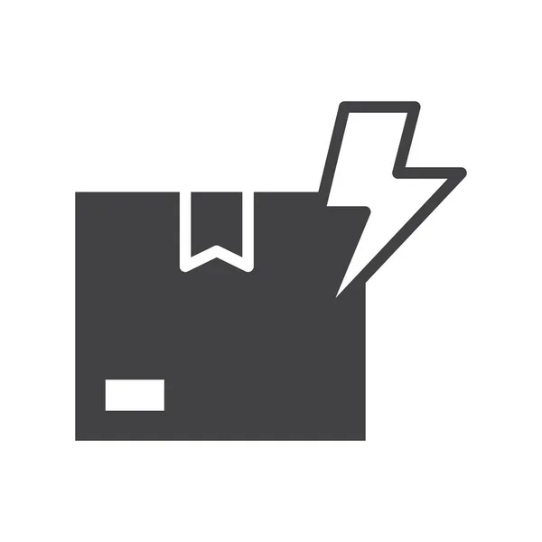 Yıldırımlı teslimat kutusu, hızlı nakliye, indirme, güç, katı simge